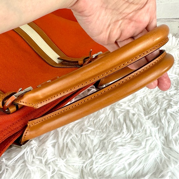 GUCCI Orange cloth canvas overnight duffel weekender crossbody bag with β¦ - Picture 10 of 16